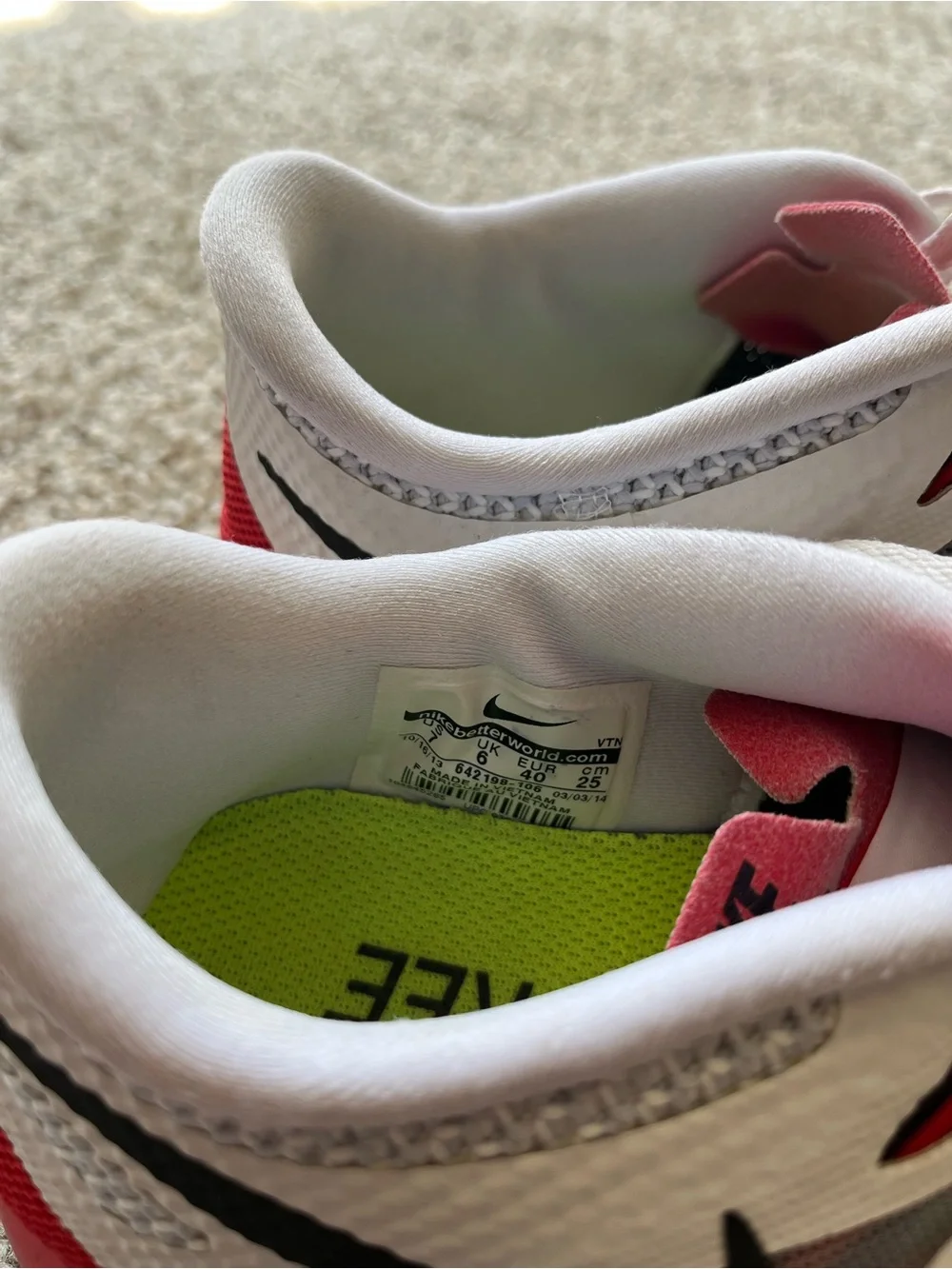 Nike White and Red Running Sneakers